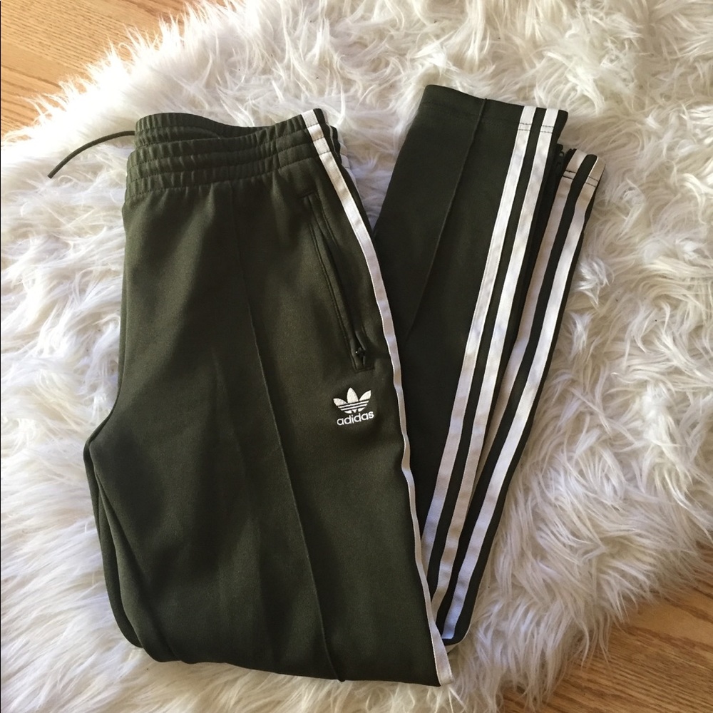 Green Adidas SST Originals Track Pants